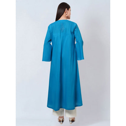 First Resort by Ramola Bachchan Blue Embellished Cotton Jacket