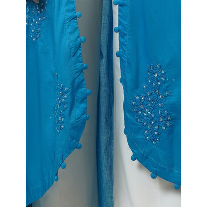 First Resort by Ramola Bachchan Blue Embellished Cotton Jacket