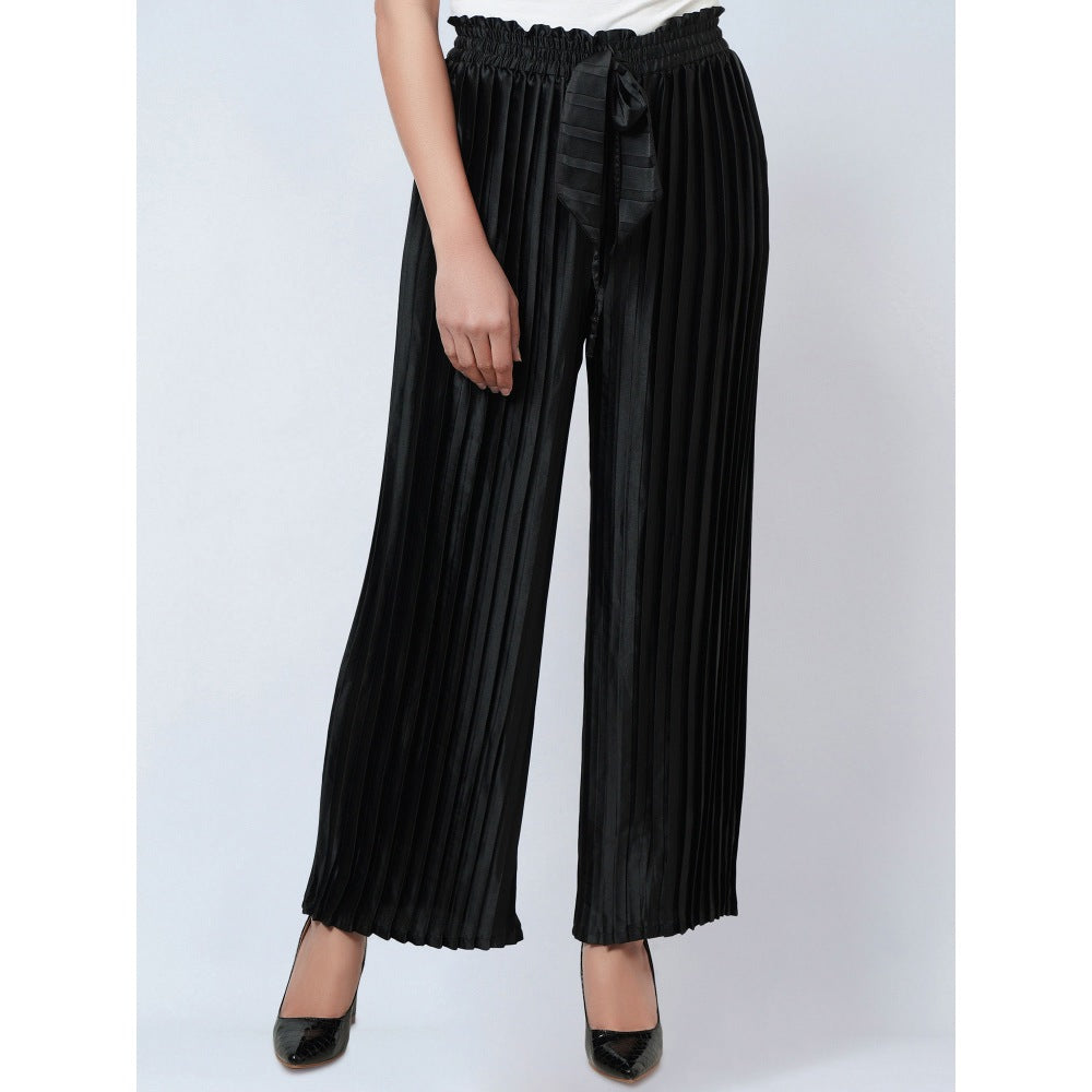First Resort by Ramola Bachchan Black Pleated Palazzo