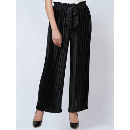 First Resort by Ramola Bachchan Black Pleated Palazzo
