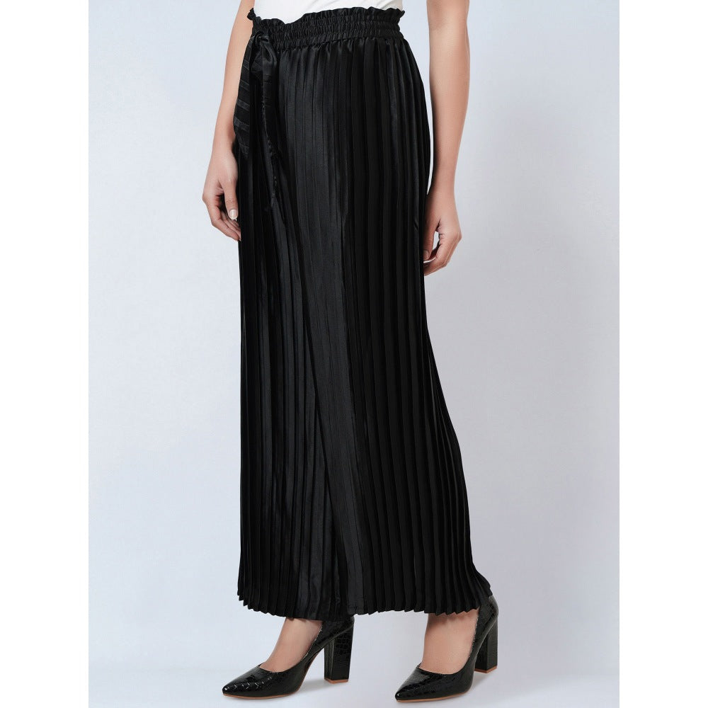 First Resort by Ramola Bachchan Black Pleated Palazzo