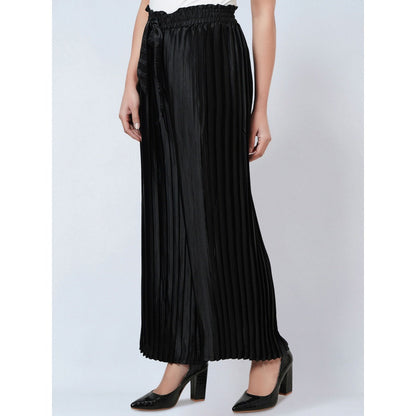 First Resort by Ramola Bachchan Black Pleated Palazzo