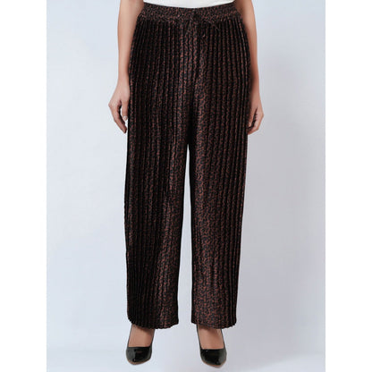 First Resort by Ramola Bachchan Brown Animal Print Pleated Palazzo