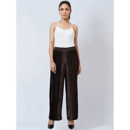 First Resort by Ramola Bachchan Brown Animal Print Pleated Palazzo