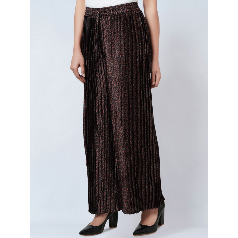First Resort by Ramola Bachchan Brown Animal Print Pleated Palazzo