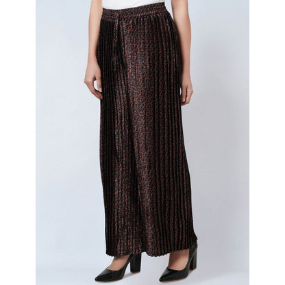 First Resort by Ramola Bachchan Brown Animal Print Pleated Palazzo