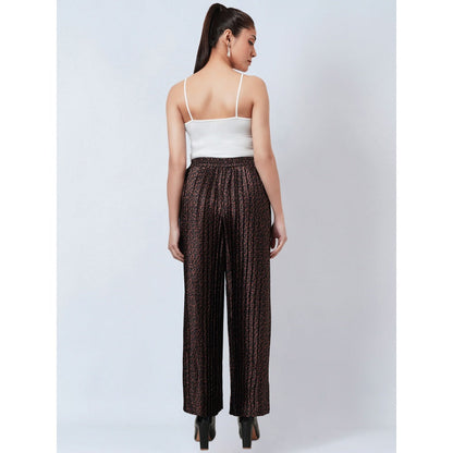 First Resort by Ramola Bachchan Brown Animal Print Pleated Palazzo