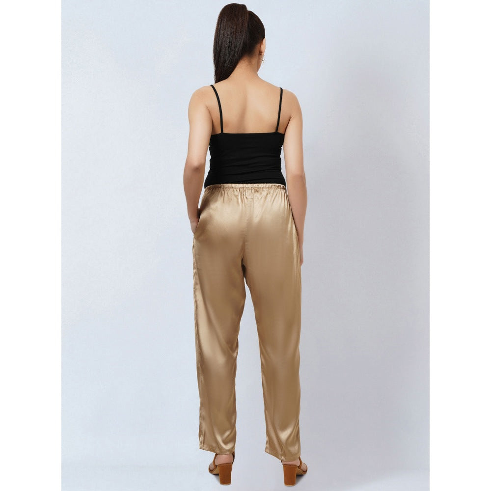 First Resort by Ramola Bachchan Gold Satin Straight Pant