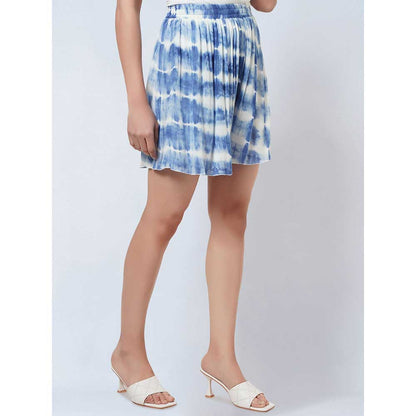 First Resort by Ramola Bachchan Blue Tie Dye Top & Shorts Co-Ord (Set of 2)
