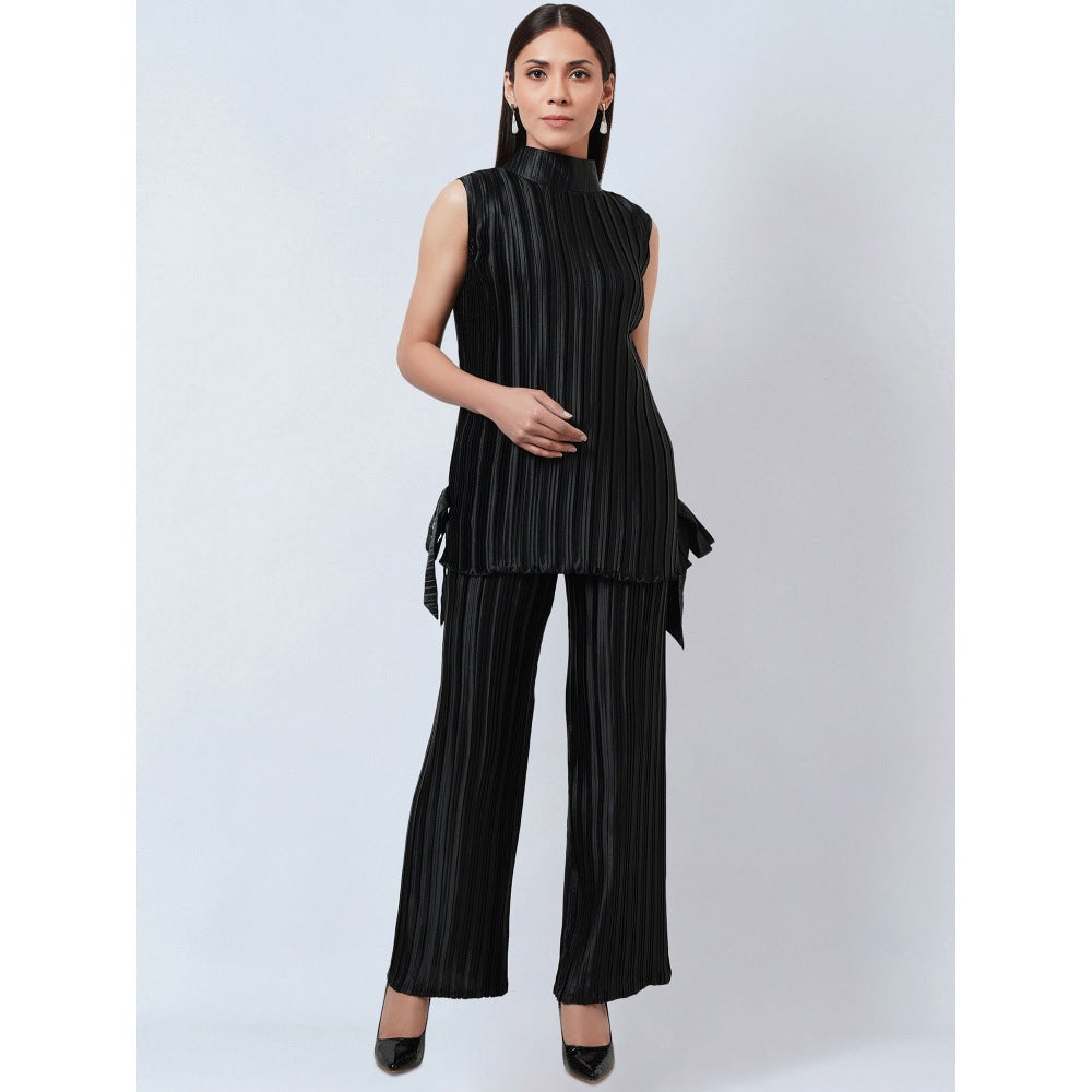 First Resort by Ramola Bachchan Black Sleeveless & Box Pleated Palazzo Co-Ord (Set of 2)