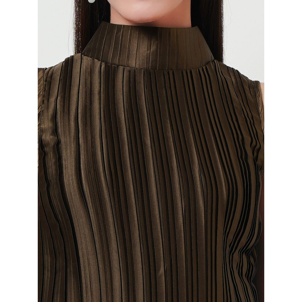 First Resort by Ramola Bachchan Brown Sleeveless & Box Pleated Palazzo Co-Ord (Set of 2)
