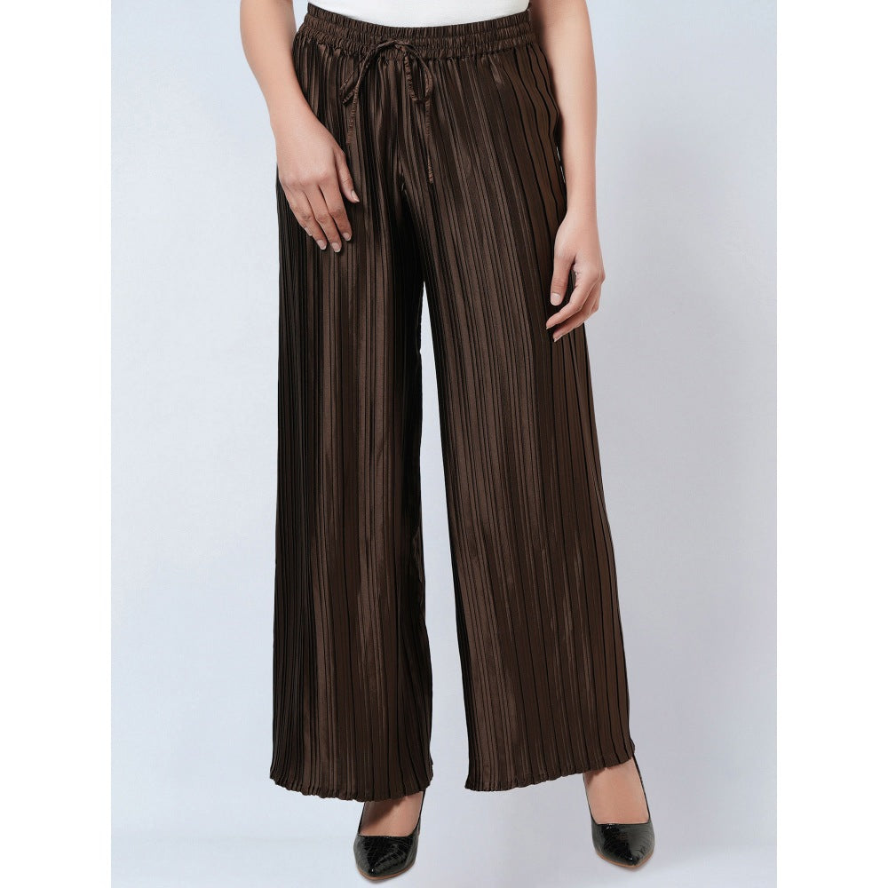 First Resort by Ramola Bachchan Brown Sleeveless & Box Pleated Palazzo Co-Ord (Set of 2)