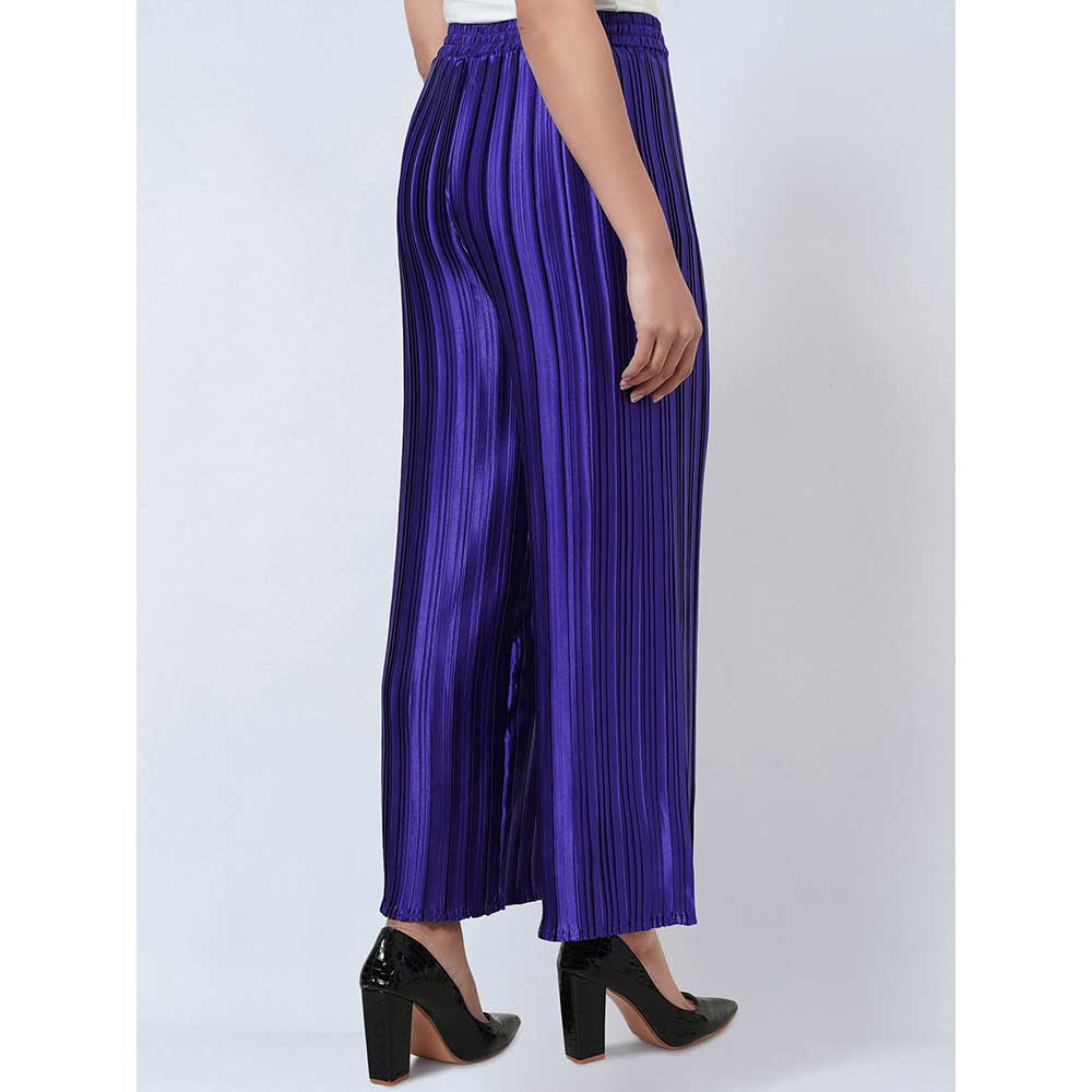 First Resort by Ramola Bachchan Purple Sleeveless & Box Pleated Palazzo Co-Ord (Set of 2)