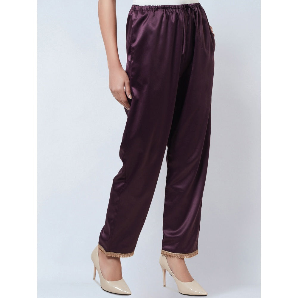 First Resort by Ramola Bachchan Purple Asymmetrical Kaftan & Straight Pant Co-Ord (Set of 2)