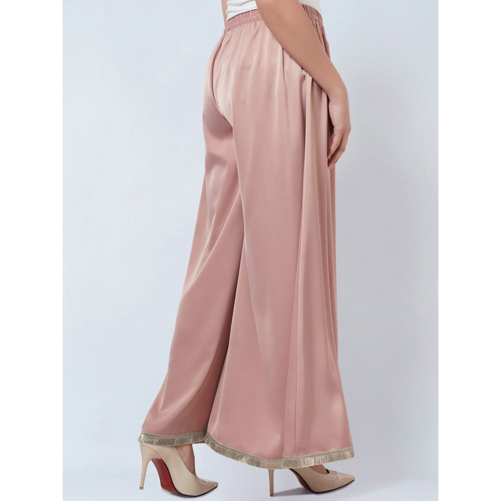 First Resort by Ramola Bachchan Powder Pink Asymmetric Top & Palazzo Co-Ord (Set of 2)