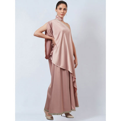 First Resort by Ramola Bachchan Powder Pink Asymmetric Top & Palazzo Co-Ord (Set of 2)