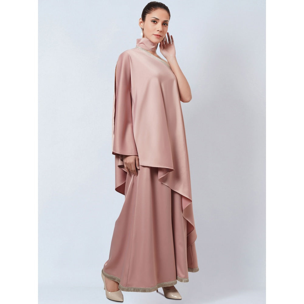 First Resort by Ramola Bachchan Powder Pink Asymmetric Top & Palazzo Co-Ord (Set of 2)