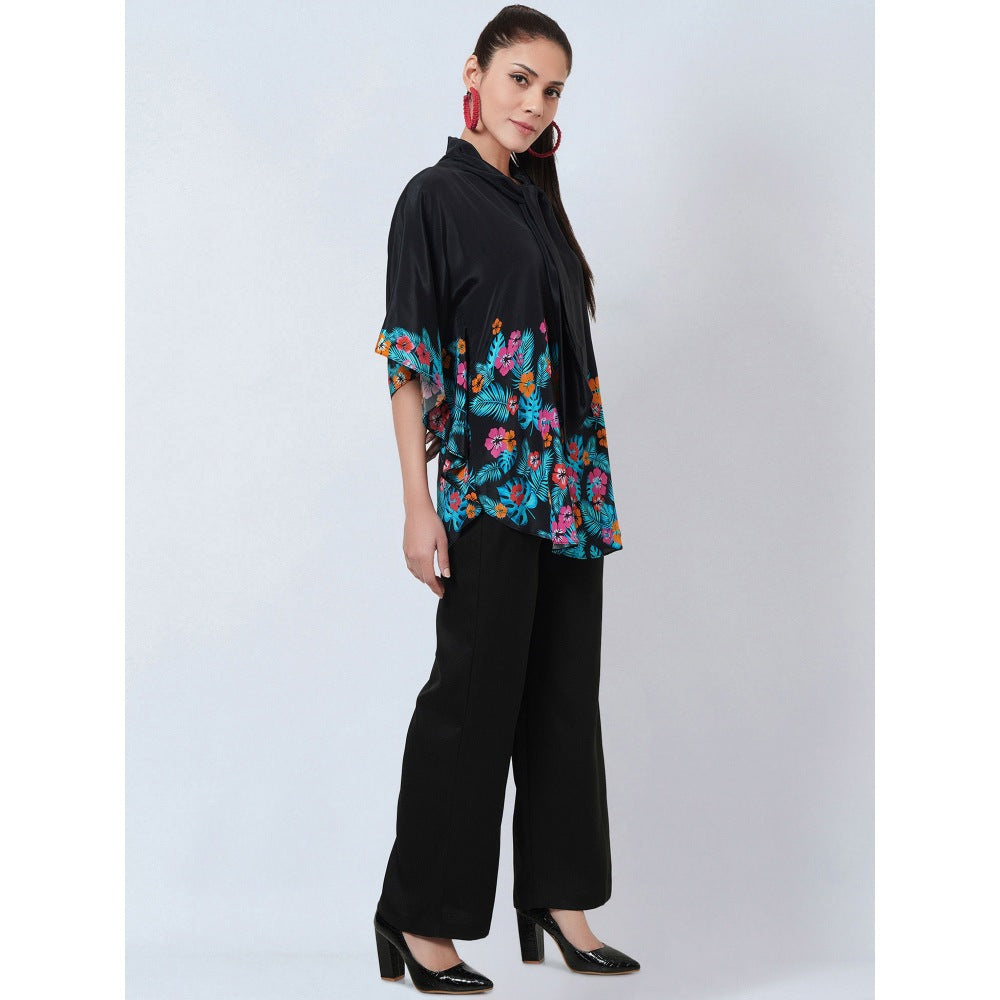 First Resort by Ramola Bachchan Black & Pink Floral Bow Tie Top & Pant Co-Ord (Set of 2)