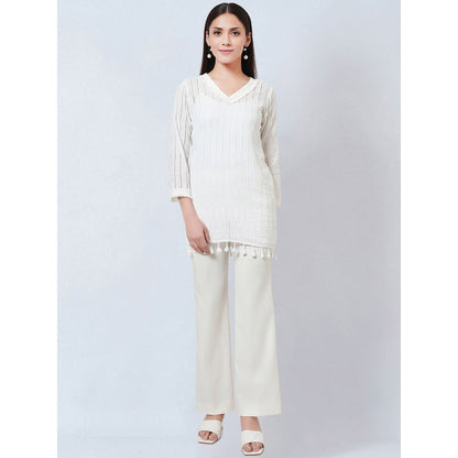First Resort by Ramola Bachchan White Eyelet Top
