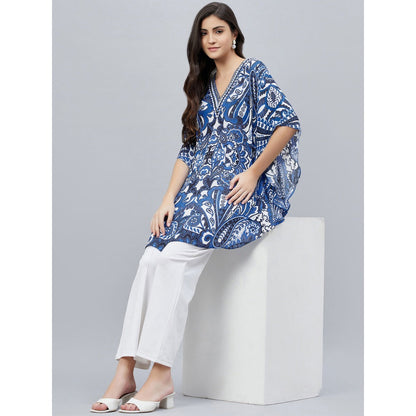 First Resort by Ramola Bachchan Azure Blue Paisley Mini Dress