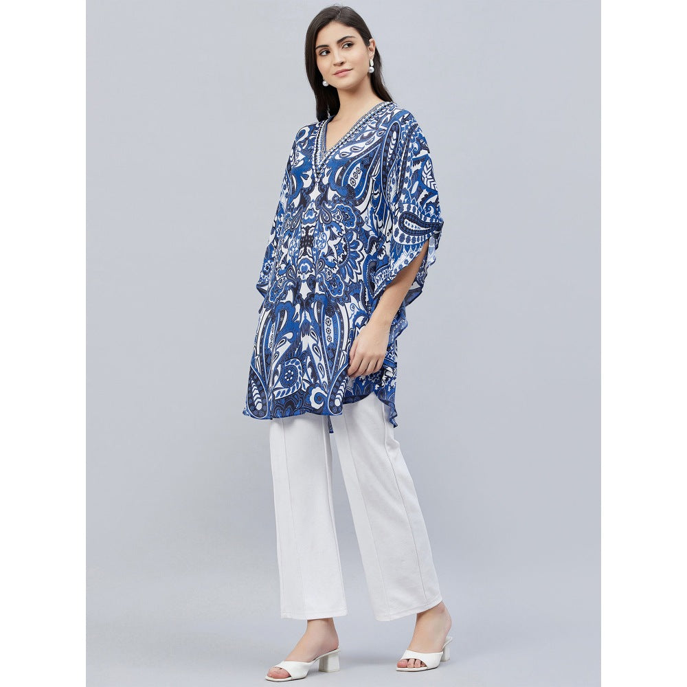 First Resort by Ramola Bachchan Azure Blue Paisley Mini Dress