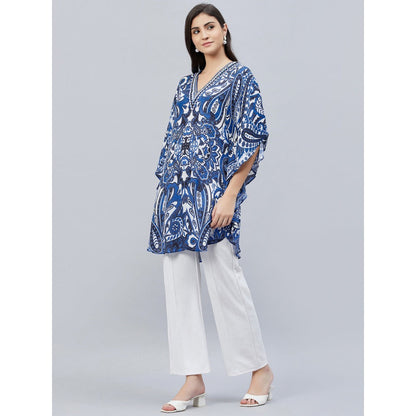 First Resort by Ramola Bachchan Azure Blue Paisley Mini Dress