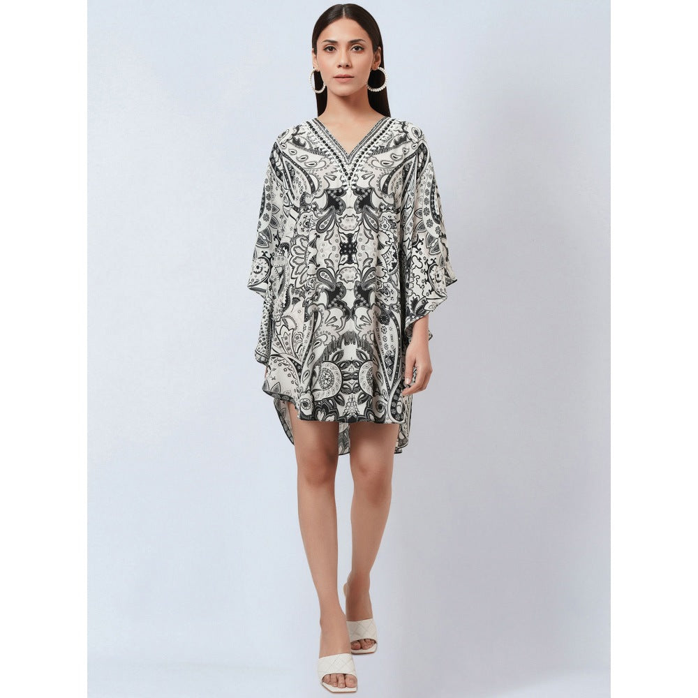 First Resort by Ramola Bachchan White Paisley Mini Dress