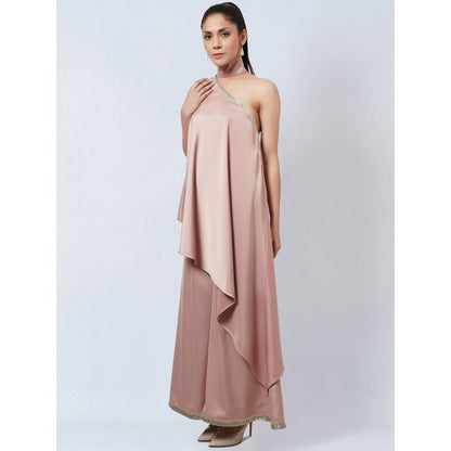 First Resort by Ramola Bachchan Powder Pink One Shoulder Asymmetric Top