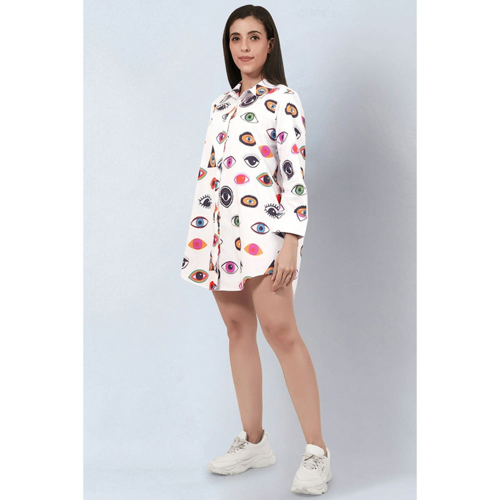 First Resort by Ramola Bachchan Multicolour Evil Eye Print Shirt Dress