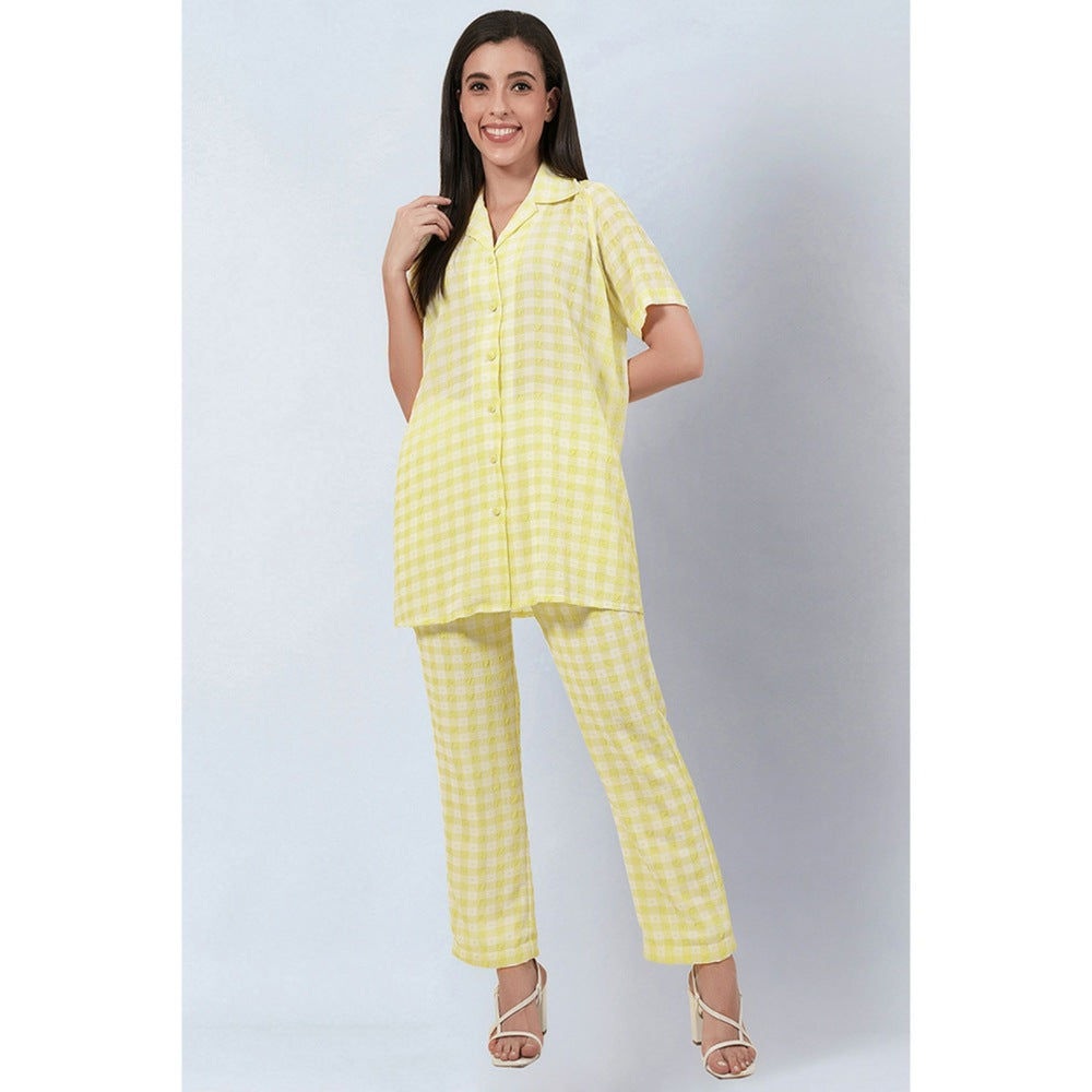 First Resort by Ramola Bachchan Citrus Lemon Checked Co-Ord (Set of 2)