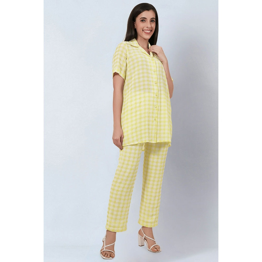 First Resort by Ramola Bachchan Citrus Lemon Checked Co-Ord (Set of 2)