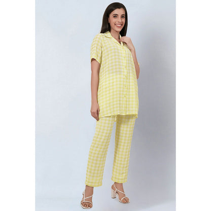First Resort by Ramola Bachchan Citrus Lemon Checked Co-Ord (Set of 2)