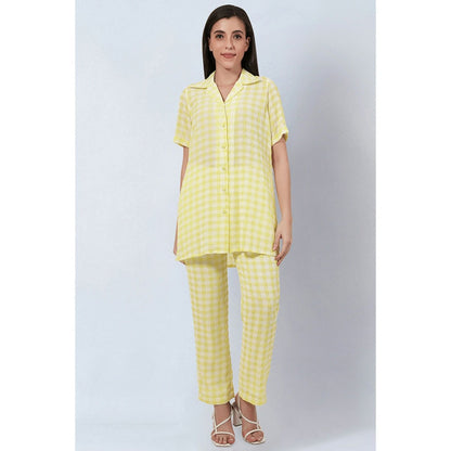 First Resort by Ramola Bachchan Citrus Lemon Checked Co-Ord (Set of 2)