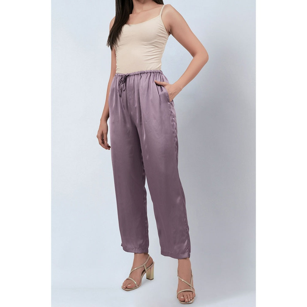 First Resort by Ramola Bachchan Purple Ruffle Dress with Satin Pants (Set of 2)