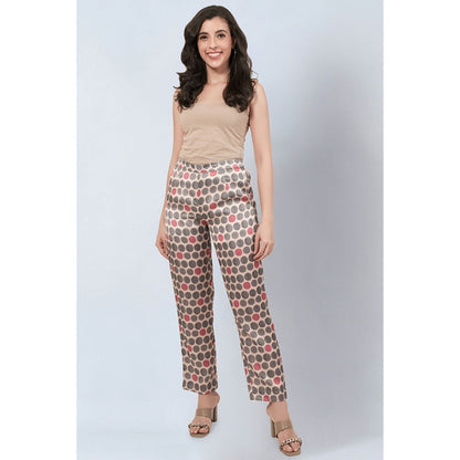 First Resort by Ramola Bachchan Grey and Pink Polka Dot Pants