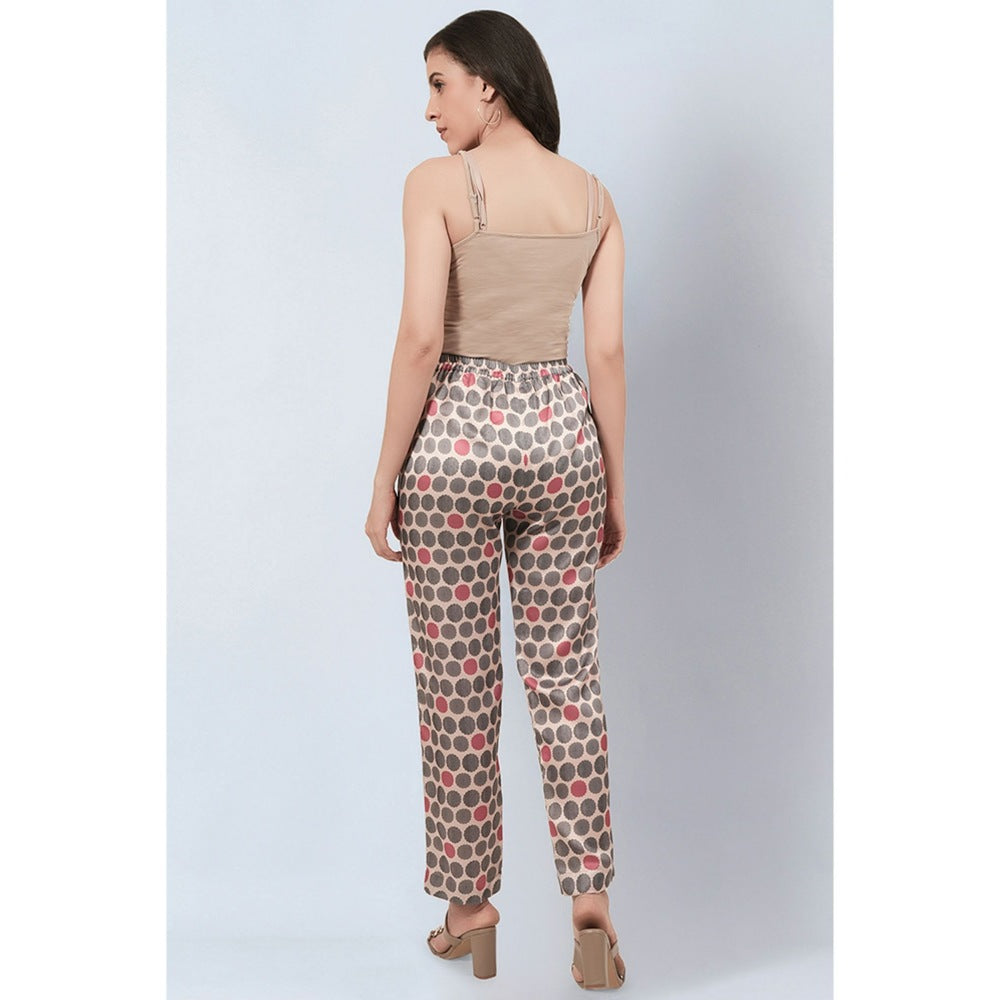 First Resort by Ramola Bachchan Grey and Pink Polka Dot Pants