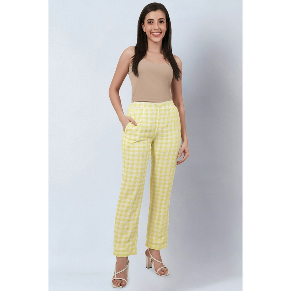 First Resort by Ramola Bachchan Citrus Lemon Checked Pants