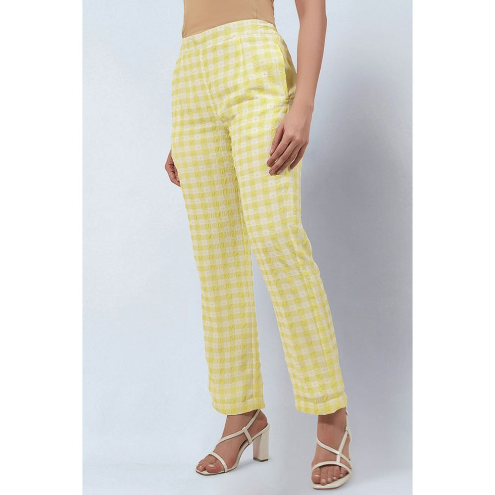 First Resort by Ramola Bachchan Citrus Lemon Checked Pants