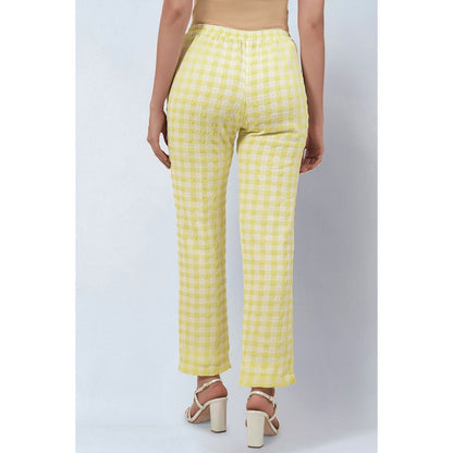 First Resort by Ramola Bachchan Citrus Lemon Checked Pants