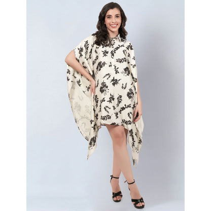 First Resort By Ramola Bachchan Off White And Black Floral Kaftan Mini Dress
