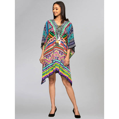 First Resort by Ramola Bachchan Multicoloured Geometric Kaftan Tunic
