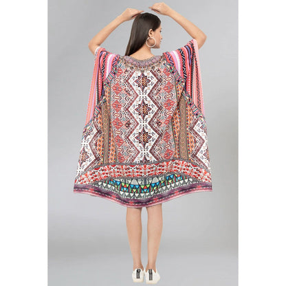 First Resort by Ramola Bachchan Multicoloured Geometric Print Silk Kaftan Tunic
