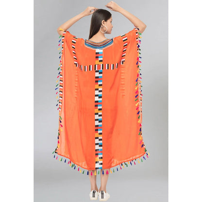 First Resort by Ramola Bachchan Orange Geometric Mid Length Kaftan