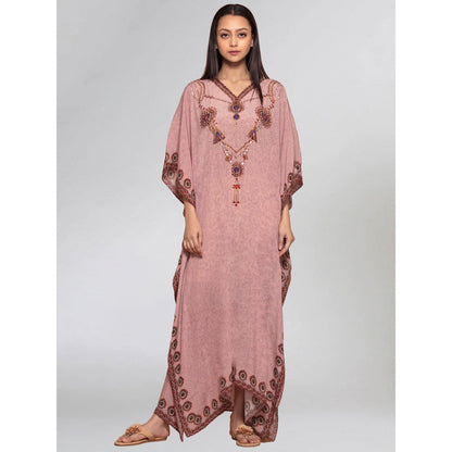 First Resort by Ramola Bachchan Pink Pearl Full Length Kaftan