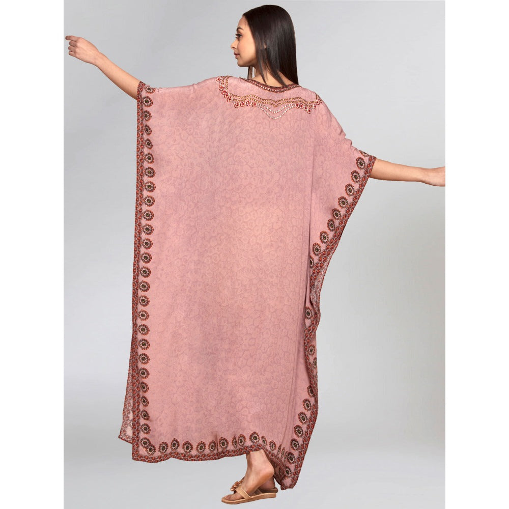 First Resort by Ramola Bachchan Pink Pearl Full Length Kaftan