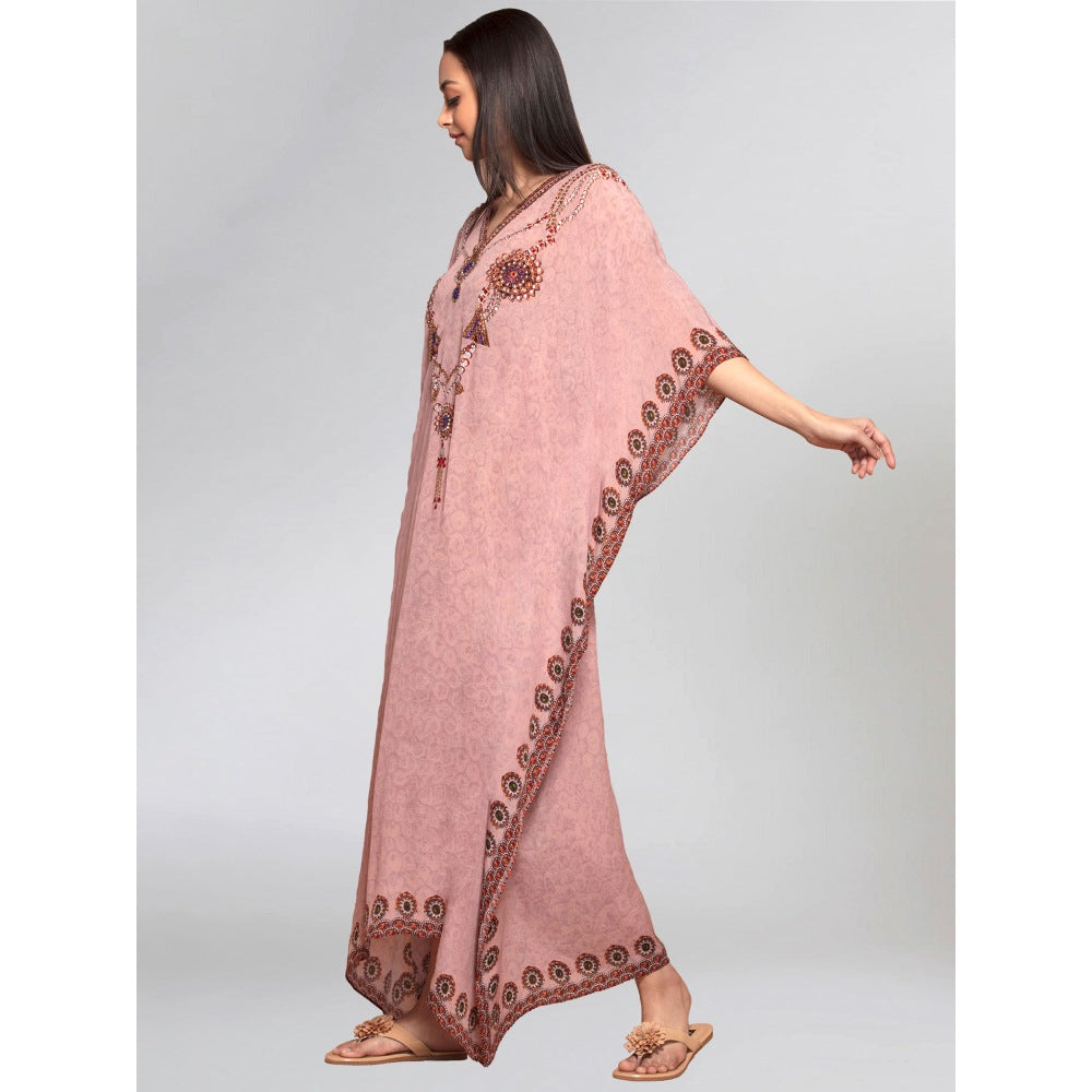 First Resort by Ramola Bachchan Pink Pearl Full Length Kaftan