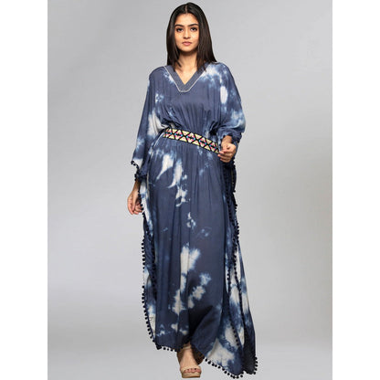 First Resort by Ramola Bachchan Dark Blue Tie-Dye Full Length Kaftan