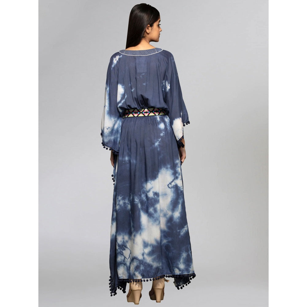 First Resort by Ramola Bachchan Dark Blue Tie-Dye Full Length Kaftan