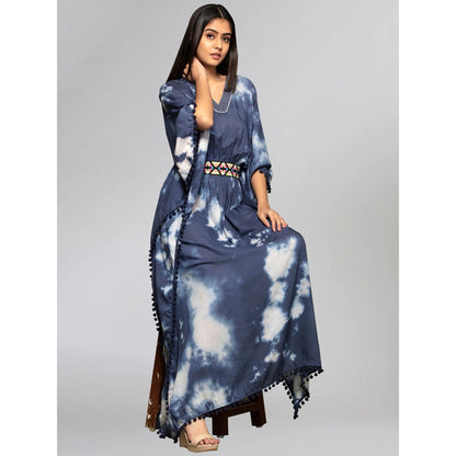 First Resort by Ramola Bachchan Dark Blue Tie-Dye Full Length Kaftan