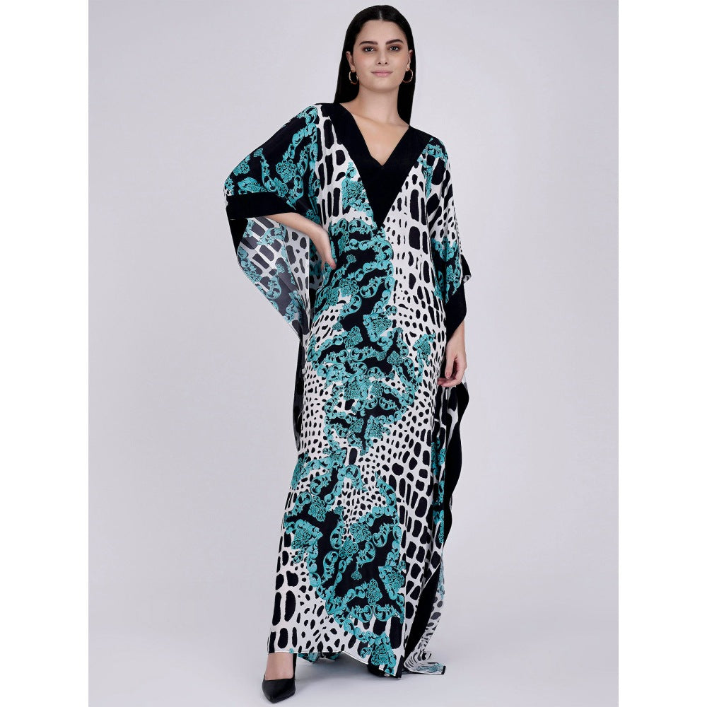 First Resort by Ramola Bachchan Blue Baroque Full Length Kaftan